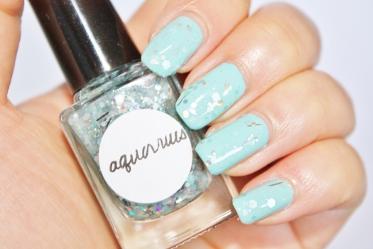 Aquarius is a beautiful blend of matte aqua, iridescent, and holographic glitter in a clear base